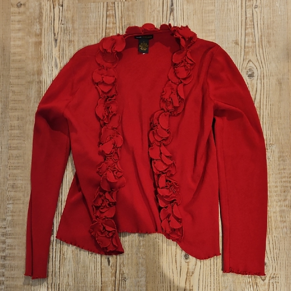 Grace Dane Lewis Rose Petal Collar Dark Cardigan